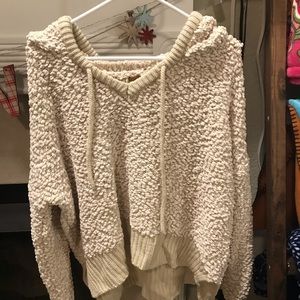 Popcorn sweater with hood